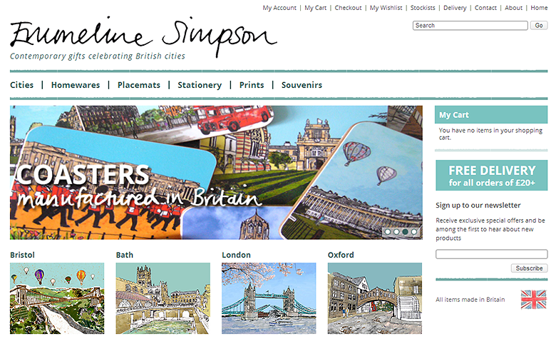 Emmeline Simpson e-commerce website