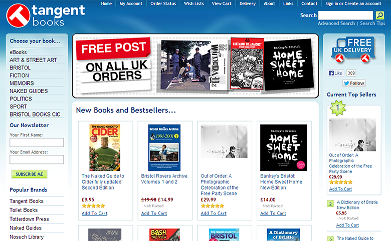 Tangent Books e-commerce website.